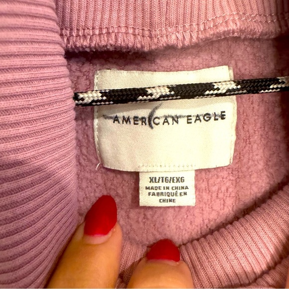 American Eagle Oversized Blush Pink Turtleneck Sweatshirt, Size 1X - Picture 3 of 5